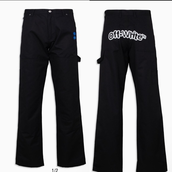 Off-White FF Blur Carpenter Pants Black Mens sz XS